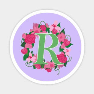 Monogram R, Personalized Floral Initial Magnet